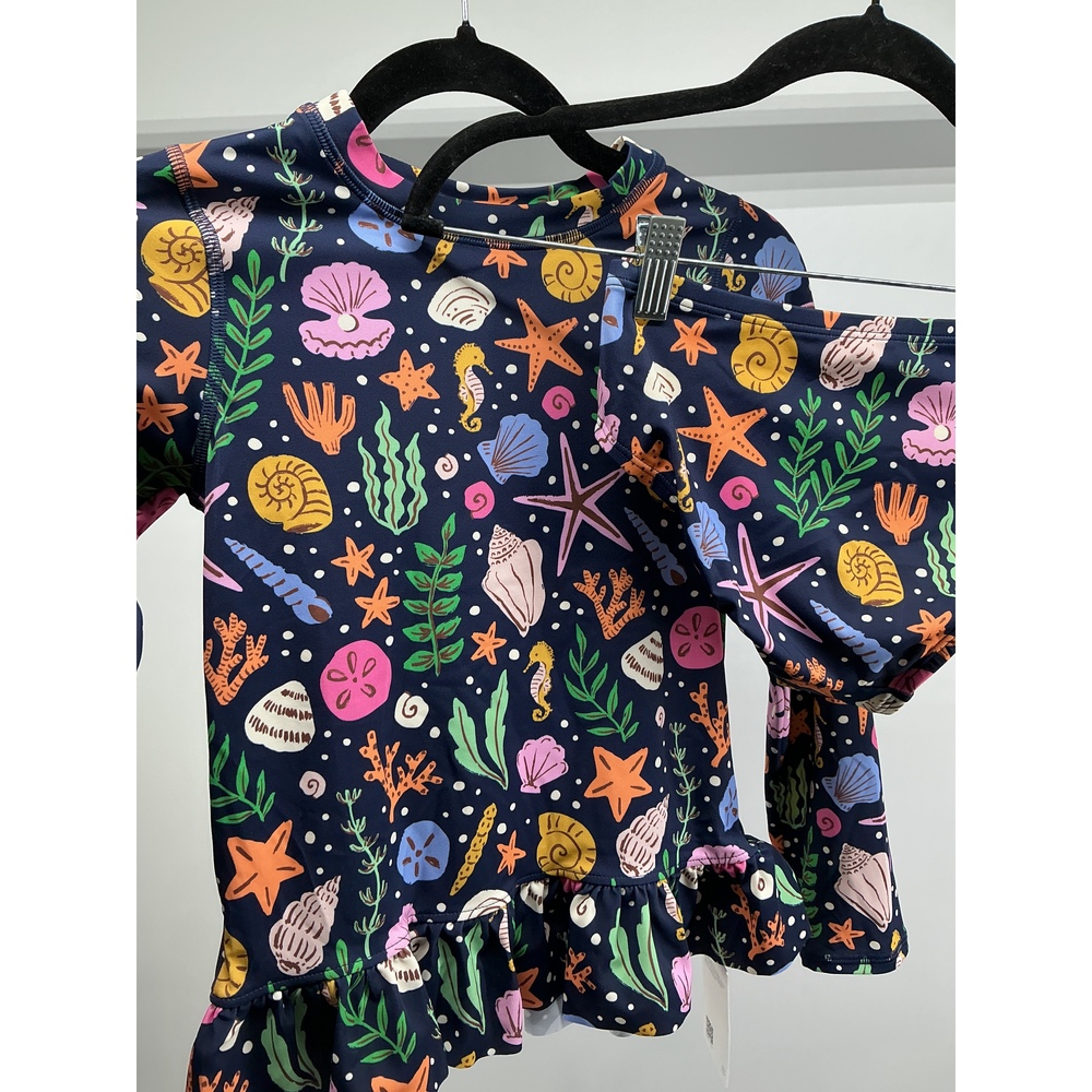 Long Sleeve Ruffle Rash Guard Two-Piece Swimsuit - Picture 3 of 3